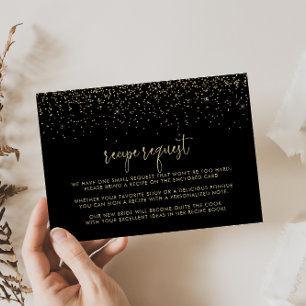 Goldene Konfetti-Fancy-Script-Hochzeitsrezept-Anfr Begleitkarte