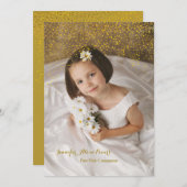 Goldene Konfetti Fist Heilige Kommunion Einladung (Vorne/Hinten)