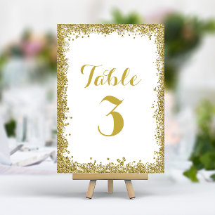Goldene Konfetti-Glitter-Rahmen-Hochzeit Tischnummer