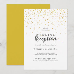 Goldene Konfetti-Hochzeitsempfangs-Einladung Einladung