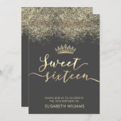 Goldene Konfetti-Ober-Tiara-Einladung Einladung (Vorne/Hinten)