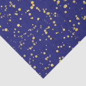 Goldene Konfetti-Punkte in Mitternachtsblau Seidenpapier (Detail)