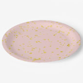 Goldene Konfetti-Punkte in Rosa Pappteller (Schrägansicht)
