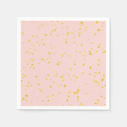Goldene Konfetti-Punkte in Rosa Serviette (Vorderseite)
