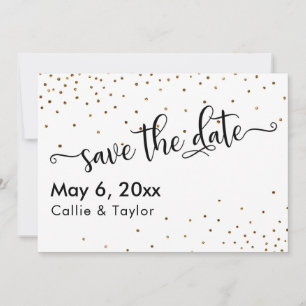 Goldene Konfetti-Typografie Save the Date