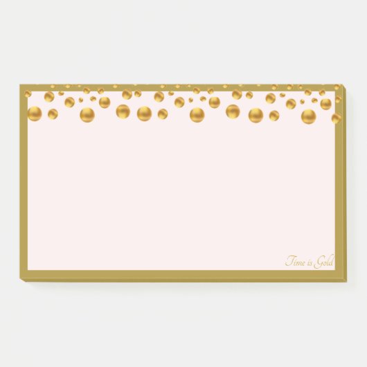 Goldene Konfetti und goldener Rahmen für Elfenbein Post-it Klebezettel (Vorderseite)