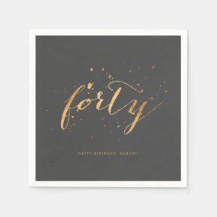 Goldene Konfetti Vierzig 40. Geburtstagsfeier Serviette
