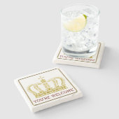 Goldene königliche Krone + Ihr backgr. u. Ideen Steinuntersetzer (Seitenansicht)