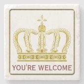 Goldene königliche Krone + Ihr backgr. u. Ideen Steinuntersetzer (Vorderseite)