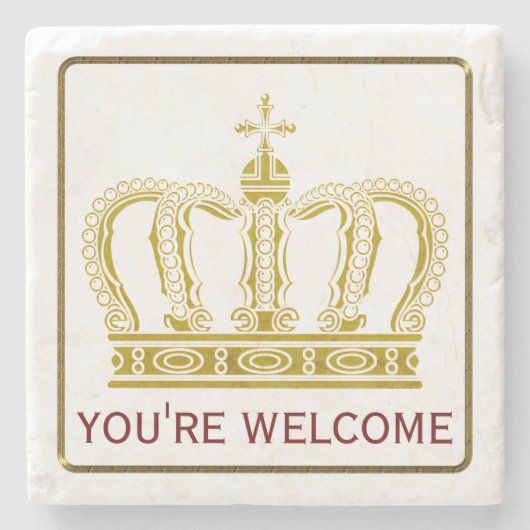 Goldene königliche Krone + Ihr backgr. u. Ideen Steinuntersetzer (Vorderseite)