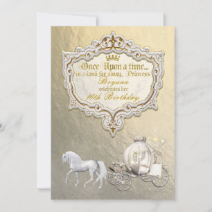 Goldene königliche Prinzessin Storybook-Kutsche &  Einladung