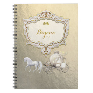 Goldene königliche Prinzessin Storybook-Kutsche & Notizblock