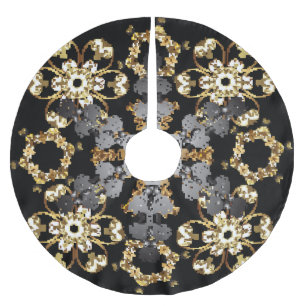 Goldene Kontur: orientalisches Blumendekor Polyester Weihnachtsbaumdecke