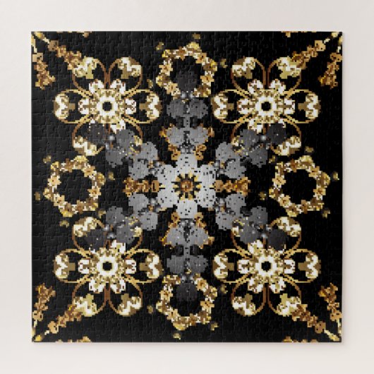 Goldene Kontur: orientalisches Blumendekor Puzzle (Vertikal)