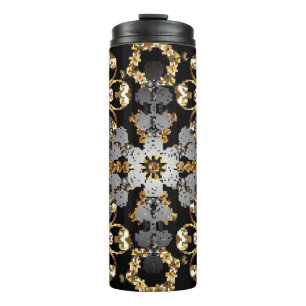 Goldene Kontur: orientalisches Blumendekor Thermosbecher