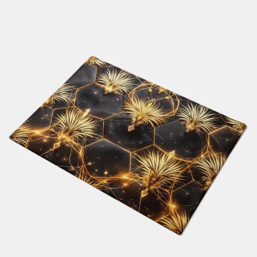 Goldene kosmische Geometrie Fußmatte (Schrägansicht)
