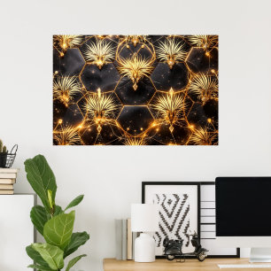 Goldene kosmische Geometrie Poster