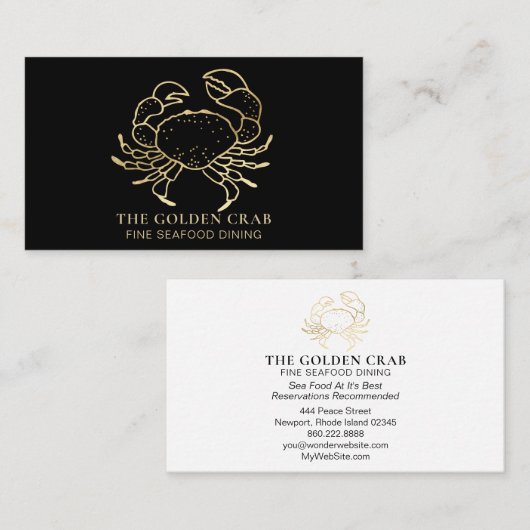 *~* goldene Krabben-feines Speisen durch das Visitenkarte (Vorne/Hinten)