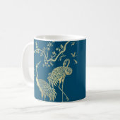 Goldene Krane Kunst, Blauer Hintergrund Kaffeetasse (Vorderseite Links)