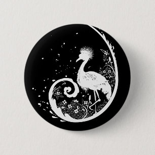Goldene Kranich-Silhouette Button