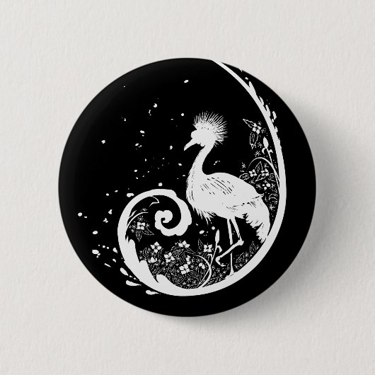Goldene Kranich-Silhouette Button (Vorderseite)