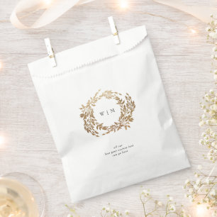 Goldene Kranz-Klassiker-Monogramm-Hochzeit Geschenktütchen