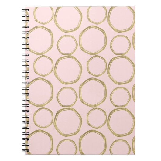 Goldene Kreise & Blushing Pink Moderne Moderne Mod Notizblock (Vorderseite)