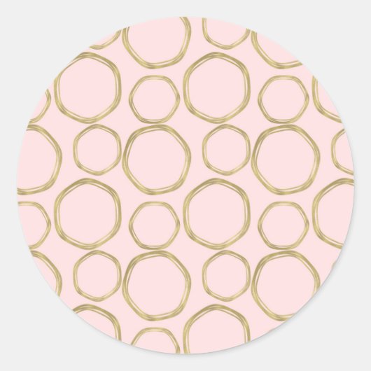 Goldene Kreise & Blushing Pink Moderne Moderne Mod Runder Aufkleber (Vorderseite)