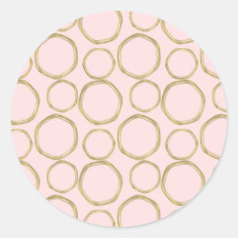 Goldene Kreise & Blushing Pink Moderne Moderne Mod Runder Aufkleber