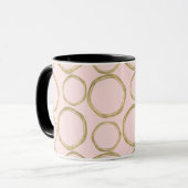 Goldene Kreise & Blushing Pink Moderne Moderne Mod Tasse (Vorderseite Links)