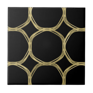 Goldene Kreise & Eleganter schwarzer Glam Chic Mod Fliese