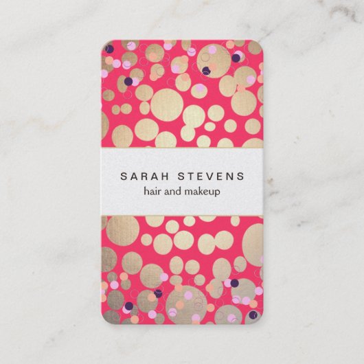 Goldene Kreise & farbenfrohe Confetti Schönheitssa Visitenkarte (Vorderseite)