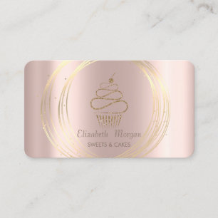 Goldene Kreise Glitter Cupcake Roségold Visitenkarte