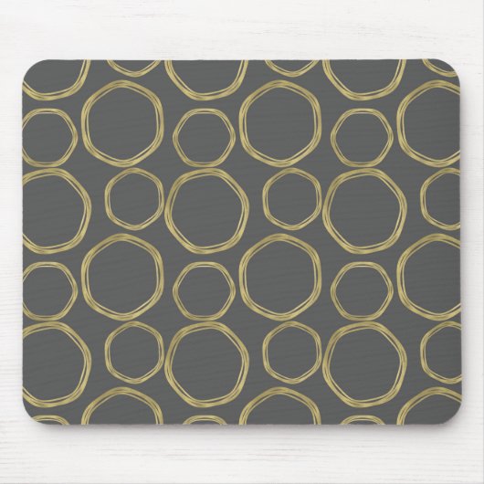 Goldene Kreise & Grau Moderne Trends Mousepad (Vorne)