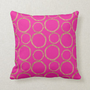 Goldene Kreise & Hot Pink Bright Bold Modern Kissen