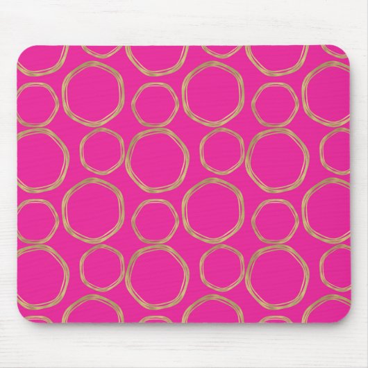 Goldene Kreise & Hot Pink Bright Bold Modern Mousepad (Vorne)