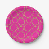 Goldene Kreise & Hot Pink Bright Bold Modern Pappteller (Vorderseite)