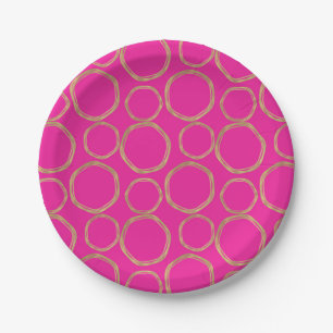 Goldene Kreise & Hot Pink Bright Bold Modern Pappteller