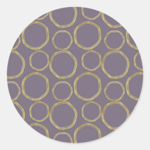 Goldene Kreise & Rustikale Brauntöne Moderne Trend Runder Aufkleber