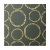 Goldene Kreise & rustikale Olive Green Chic Modern Fliese (Vorderseite)
