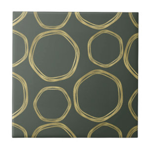 Goldene Kreise & rustikale Olive Green Chic Modern Fliese