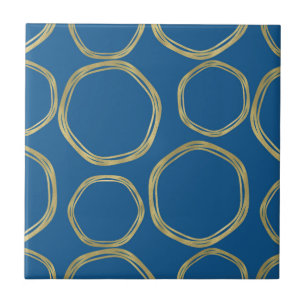 Goldene Kreise & Rustikales Aquablau Chic Modern Fliese