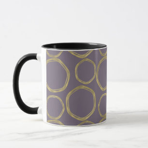 Goldene Kreise & Rustikales Braungrau Lila Modern  Tasse