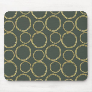 Goldene Kreise & Rustikales Olivgrün Modern Trendy Mousepad