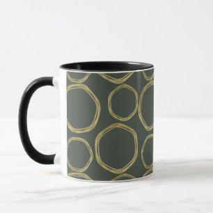 Goldene Kreise & Rustikales Olivgrün Modern Trendy Tasse