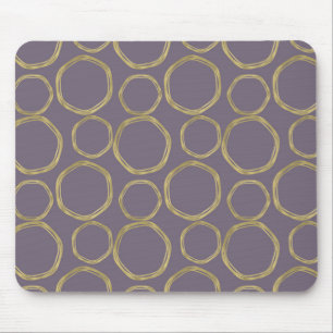 Goldene Kreise & rustikales Taupe Lila Modern Tren Mousepad