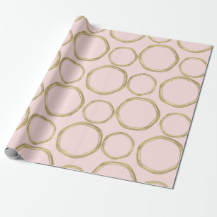 Goldene Kreise und errötendes Rosa Modern Trendig Geschenkpapier