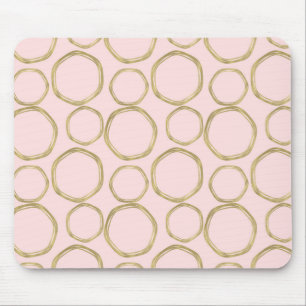 Goldene Kreise und errötendes Rosa Modern Trendig Mousepad