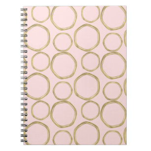 Goldene Kreise und errötendes Rosa Modern Trendig Notizblock