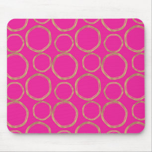 Goldene Kreise und heißes Rosa Hell, Kühn, Modern, Mousepad